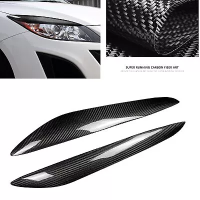 2pcs Real Carbon Fiber Front Fog Light Eyelid Cover Trim For Mazda3 2010-2013 • $37.14