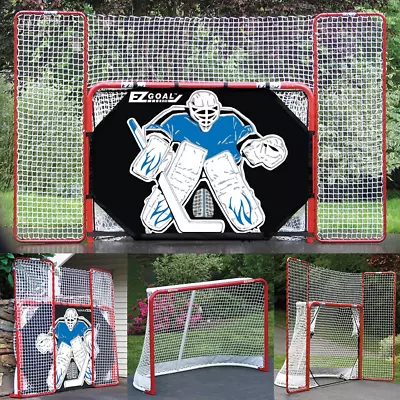 Hockey Folding Goal And Net With Backstop Shooter Tutor And Target 2 Inch EZGoal • $265.98