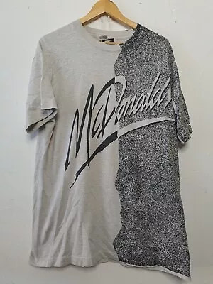 Vintage McDonalds Shirt Men Extra Large Grey Black AOP All Over Print 1990s • £42.77