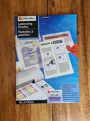 £19.98 • Buy REXEL 25 A4 Matt Laminating Pouches 150 Microns 2 X 75 # 41662 Non Reflective