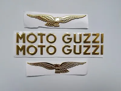 Moto Guzzi Logo Sticker 3d Legshield Side Badges Decal Sticker Moto Guzzi Gold • $16.90