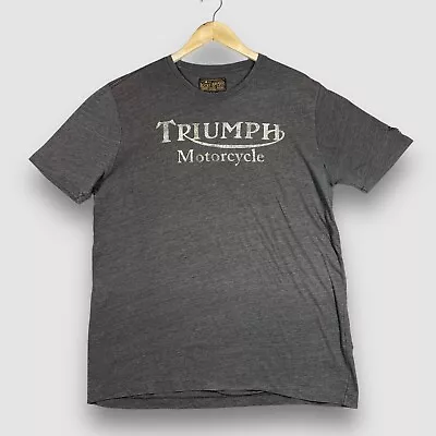 Lucky Brand Mens Large Heather Gray Triumph Motorcycle Short Sleeve T-Shirt • $14.99