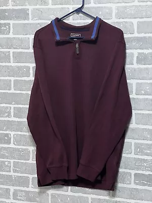 Club Room Mens Burgundy Long Sleeve 1/4 Zip Golf Polo • $44