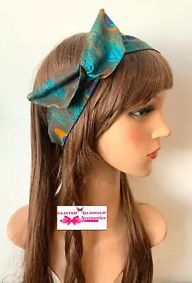 £3.99 • Buy Peacock Headband Hairband Hair Tie Band Bow Bendy Wire Feathers Necklace Scarf