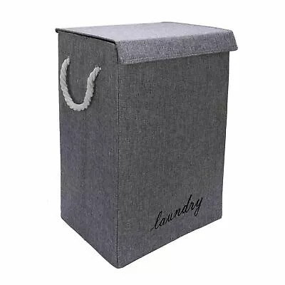 Large Laundry Washing Clothes Storage Folding Basket Supplies Bin W/Hamper & LID • £13.43