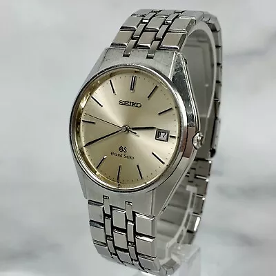 SEIKO GS Grand Seiko 9587-8000 Quartz Silver Date Mens Watch Vintage Excellent • $595