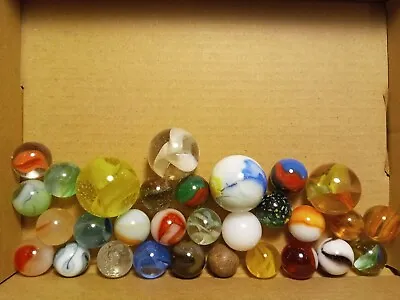 Box Of 31 Vintage Unique Assorted Marbles Including A Gemstone Marble. Very Nice • $24.99