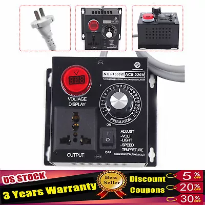 4000W  AC 110V Variable Voltage Regulator Speed Motor Fan Dimmer Controller • $19