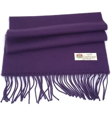 BRAND NEW 100% CASHMERE SCARF /WRAP MADE IN ENGLAND SOLID Eggplant WINTER SCARF • $15.99