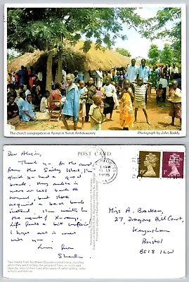 C22385 Village Teso People Ajonyi Soroti Uganda  Postcard 1996 Stamp • £2.79