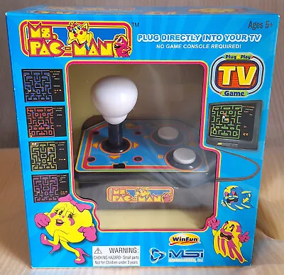 Ms. PACMAN Plug And Play Classic Arcade TV Game MSI Entertainment 1993 NEW NIB • $26