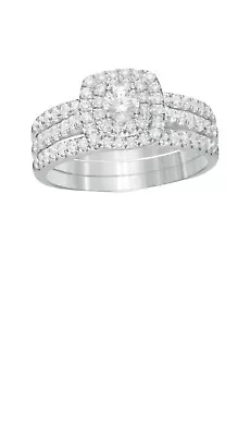 $899 • Buy Zales 1 Ct T.W Diamond Double Cushion Frame Bridal Set In 10K White Gold.