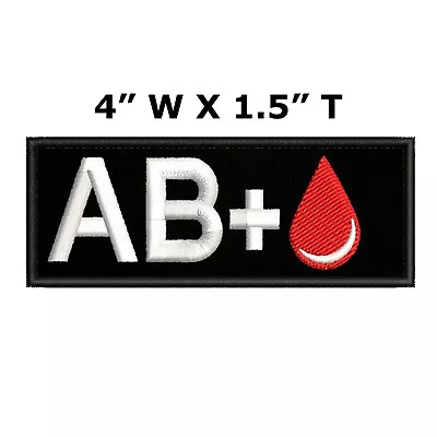 BLOOD TYPE AB +pos EMBROIDERED PATCH MADE IN USA MILITARY APPLIQUE • $4.27