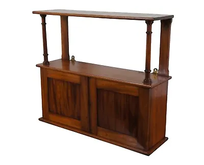 Antique Victorian Mahogany Two Tier Wall Hanging Display Cabinet Shelf 24  • $560