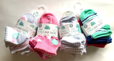 £4.99 • Buy Baby Girls Boys 7 Pack Stars Hearts Ankle Trainer Socks Size 0-3 3-12 Months