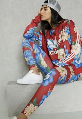 Adidas Farm Blossom Floral Leggings Jacket T-shirt Tracksuit 3 Pcs UK8-10 US4-6 • $149.31