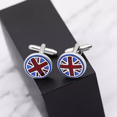 Union Flag Cufflink British Sleeve Button Cufflinks Stud Simple • £6.19