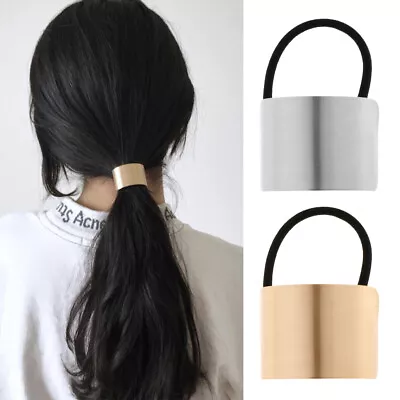 Women Girl Hair Band Metal Hair Cuff Wrap Ponytail Holder Ring Rope Headwear • £4.18