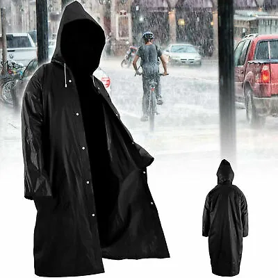 Outdoor Waterproofs Women Men Raincoat EVA Cloths Long Rain Coat Poncho With Hat • £4.25