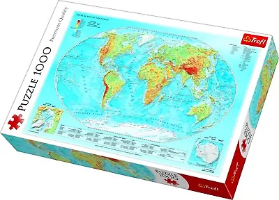 Trefl 1000 Piece Adult Large Physical Map Of The World Jigsaw Puzzle NEW • £10.99