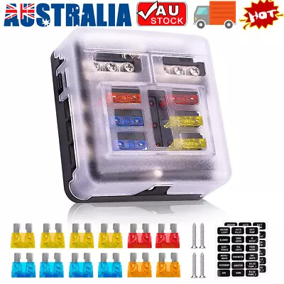 6-Way Circuit Blade Fuse Box Block LED Indicator Car 12V 32V Holder Marine Boat • $15.59