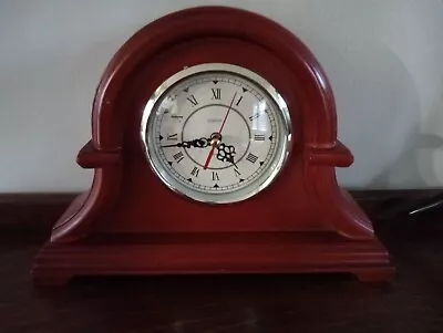 Vtg Mantel Shelf Clock Wood Case Quartz Movement Strattford Home / Office Works • $25