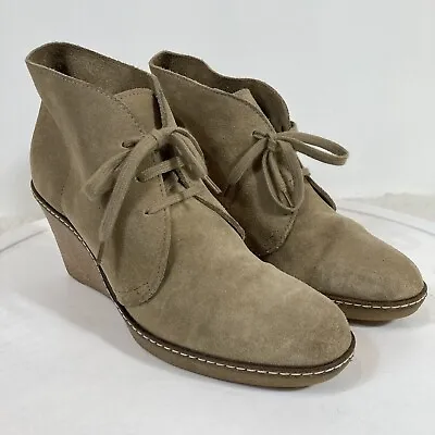 J. Crew MacAlister Wedge Ankle Boots Size 8 Italian Suede Crepe Sole • $25