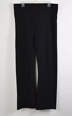 NWT VICTORIA'S SECRET Black Cotton & Modal Fold-Over Waist Flare Leg Pants L • $24.99