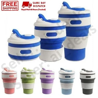 350ML Collapsible Silicone Coffee Cup Mug Reusable Foldable Leak Proof 6013 • £9.49