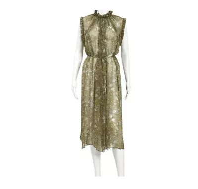 Zimmermann Rife Ruffle Neck Dress Green • $250