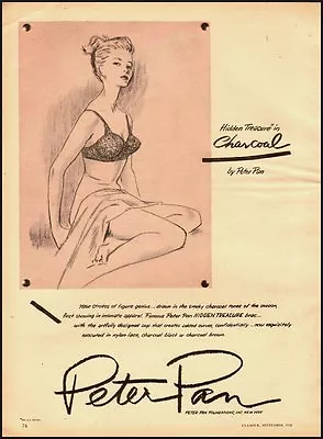 1955 Vintage Ad For Hidden Treasure In Charcoal Bras By Peter Pan (092312) • $8.59