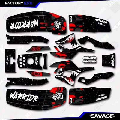 Black Red Savage Camo Racing Fender Graphics Kit Fits Yamaha Warrior 350 Decals • $99.99