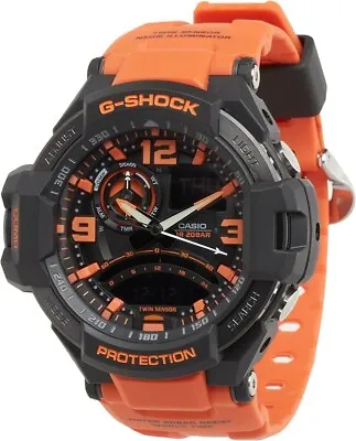 Casio G-Shock Unisex G-Aviation Twin Sensor GA1000-4A Black/Orange • $169.99