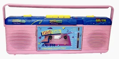 RARE Vintage Pink Girl Talk AM/FM Stereo Cassette Player Retro 1992 *WORKS* • $114.99