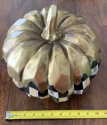 Mackenzie Childs Golden Frost Large Pumpkin Courtly Check • $130