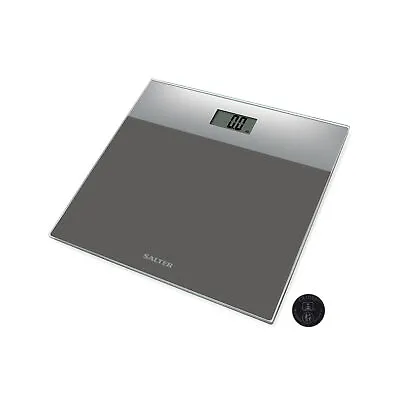 Salter Digital Bathroom Scale Body Weight Display Glass Platform Silver/Grey • £17.99