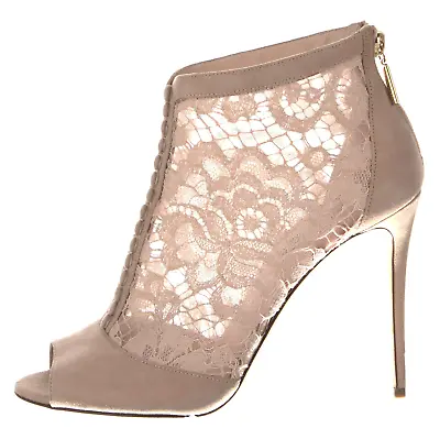 $750 Dolce & Gabbana Suede Lace T-Strap Pumps Pink Nude 38 Shoes Heels Bootie • £255.51