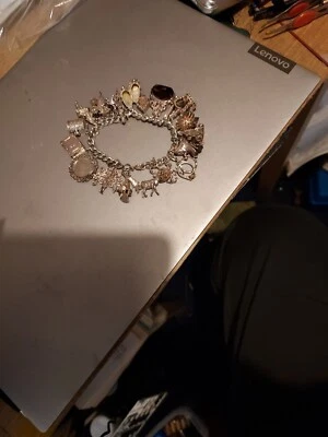 £105 • Buy Vintage Silver Charm Bracelet With Charms
