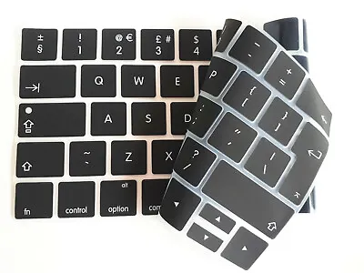 UK EU Keyboard Skin Cover For Apple MacBook PRO 13 A1706 Touch Bar Clear & Black • £3.95