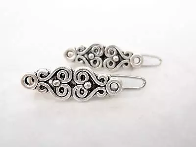 Extra Tiny Small Silver Metal Filigree Celtic Hair Pin Clip Barrette (set Of • $9.95