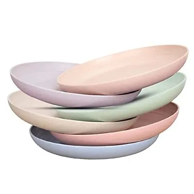Plastic Plates Reusable Set 6 Unbreakable Safe From Dishwasher Microwave Colors • £11.29