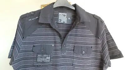 £5.95 • Buy Mens Peacocks Urban Spirit Cotton Polo T-shirt Black & Grey Striped Size XL VGC