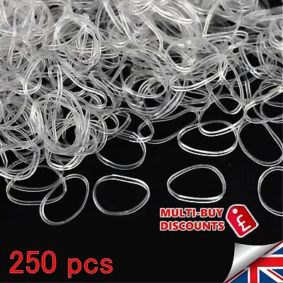 250 Mini Clear Hair Elastics Rubber Bands Braids Braiding Plaits Small Bands • £1.59