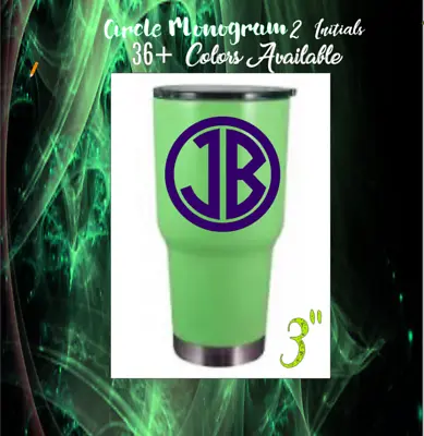 Monogram Vinyl Decal Sticker For Your Tumbler Rambler Cups 2 Initial 3  • $2.69