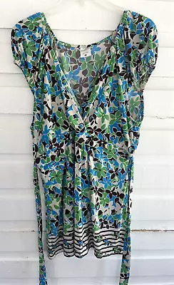 Motherhood Green & Teal Cap Sleeve V-Neck Tunic Top Size 1X • $9.99