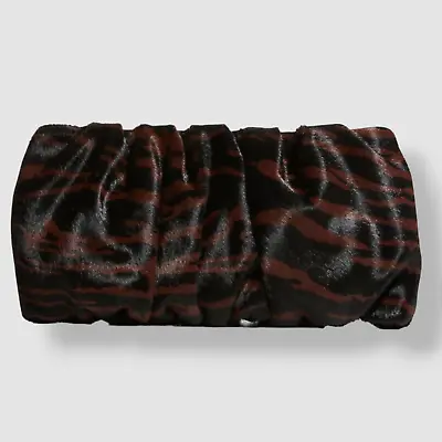 $99.98 • Buy $252 Staud Women's Black Brown Bean Convertible Zebra Print Clutch Purse Bag