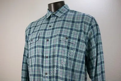 IZOD Seaside Twill Men's Long Sleeve Plaid Shirt Size L • $5.98