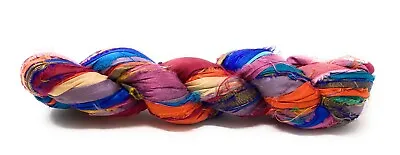 Fair Trade Recycled Sari Silk Ribbon 100 Gram Skein MULTI COLORED • $12