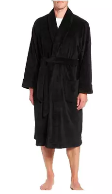 NEW Majestic International Men's Plush Fleece Robe Black S/M  • $26.99