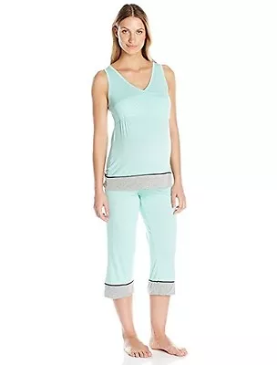 Lamaze Women's Nursing Maternity 2pc Tank And Capri Set Size XL Mint Green Dot • £26.60